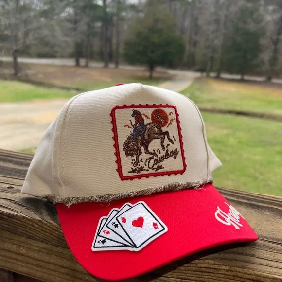 Howdy Red and Tan Cowboy Trucker Hat - Picture 3 of 4